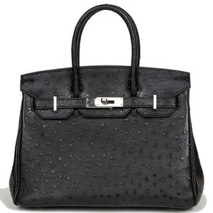 Hermes Black Ostrich Birkin 28 Palladium Hardware